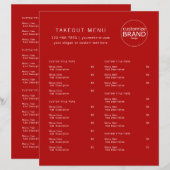 レストランテイクアウトケータリングレッドロゴメニュー (正面/裏面)