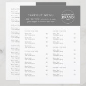 レストランテイクアウトケータリングロゴグレーメニュー (正面/裏面)