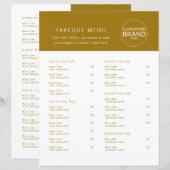 レストランテイクアウトケータリングロゴ濃い金ゴールドメニュー (正面/裏面)