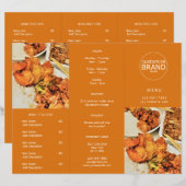 レストランテイクアウトロゴフォトトリフォールドオレンジメニュー (正面/裏面)