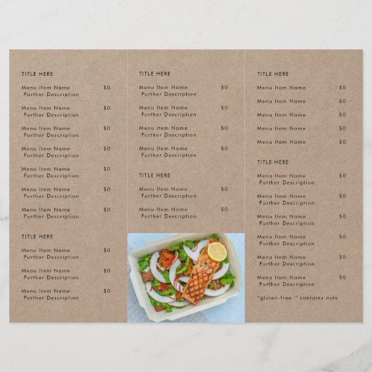 レストランテイクアウト |クラフト素朴テイクアウェイメニュー (裏面)