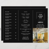 レストランテイクアウト |ブラックフォトモダンメニュー (正面/裏面)