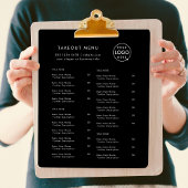 レストランテイクアウト |ブラックロゴの持ち帰りメニュー チラシ