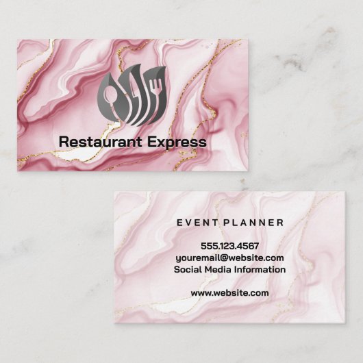 レストランディナーウェアロゴ | ケータリングイベント 名刺 (正面/裏面)