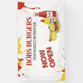 レストランビジネスオープンハンバーガーサイン 横断幕 (縦)