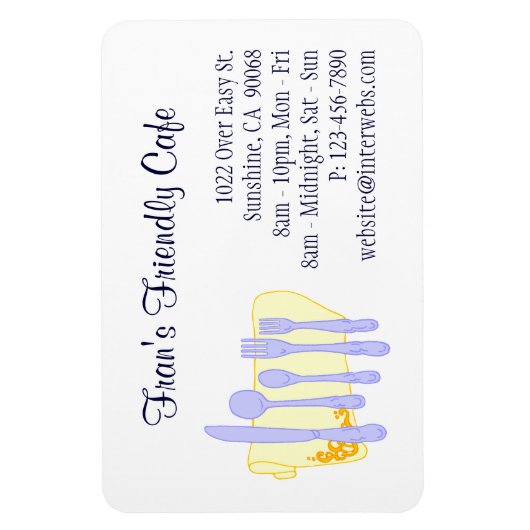 レストランビジネスカードブルーイエローカスタムマグネット マグネット (縦)