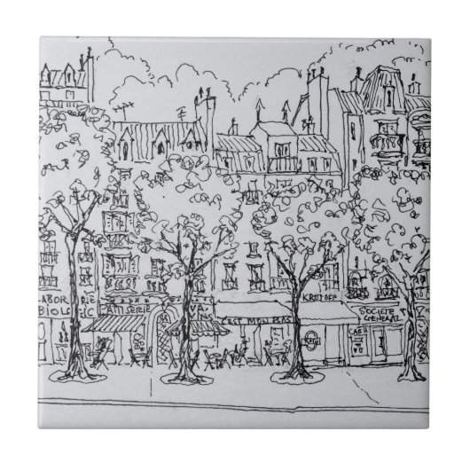 レストランブルバードモンパルナス|パリ，フランス タイル (正面)