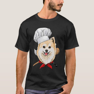 レストランポメラニア犬シェフ調理師料理パピーペット Tシャツ