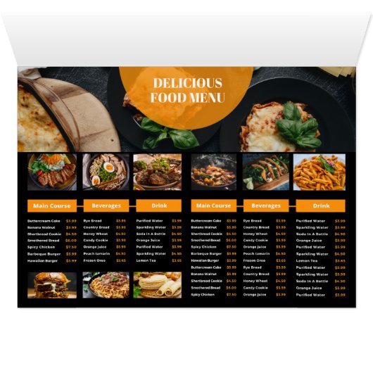 レストランメニューテンプレート (内部横(下))