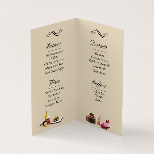 レストランメニュー折り畳みビジネスカード 名刺 (内部)