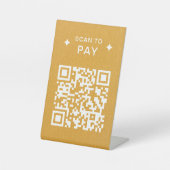 レストランモダンのQRコードが金ゴールドを支払うためにスキャン 台座サイン (正面)