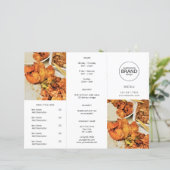 レストランモダンテイクアウトロゴ写真3つ折メニュー (スタンド正面)