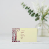 レストランモノグラムレッドブラウンクリームパール 名刺 (スタンド正面)