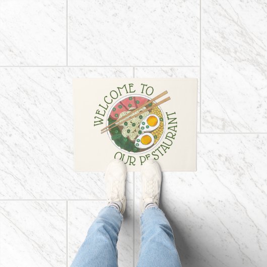 レストランラーメンへようこそ日本の ドアマット (室内)