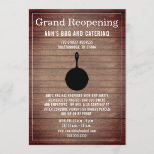 レストランリオープン素朴ウッドスキレット 招待状