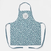 レストランロゴブルーホワイトテラゾパターンシェフ エプロン (正面)