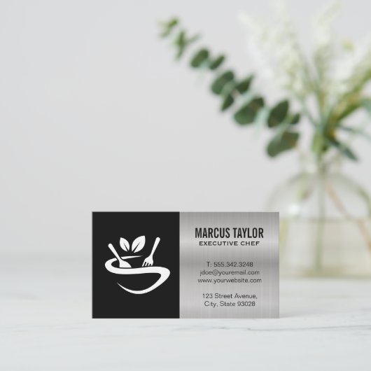 レストランロゴ | メタリック 名刺 (スタンド正面)