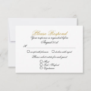 レストラン予約の返信（2つの料理の偽の金） 出欠カード