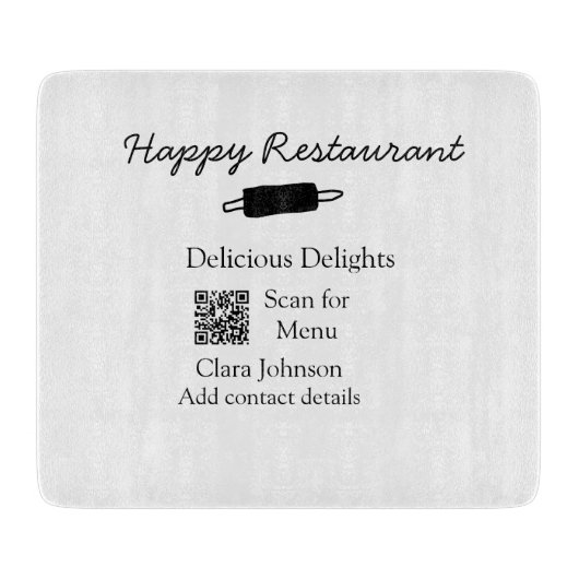 レストラン名スキャンQRメニュー追加連絡詳細n カッティングボード (正面)