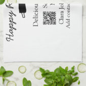 レストラン名スキャンQRメニュー追加連絡詳細n キッチンタオル (折り畳み)