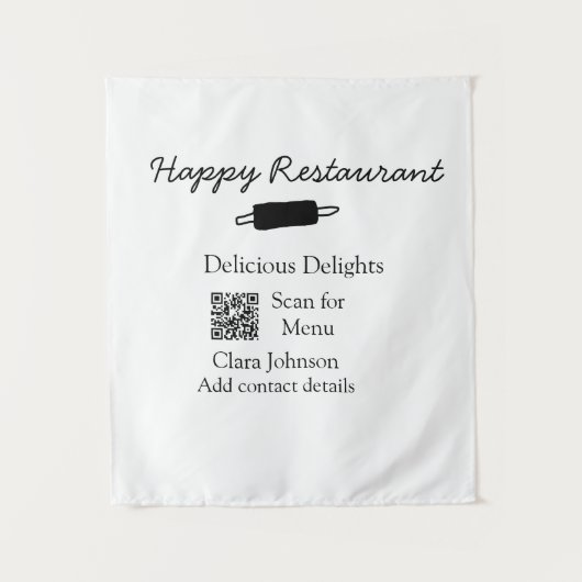 レストラン名スキャンQRメニュー追加連絡詳細n タペストリー (正面)