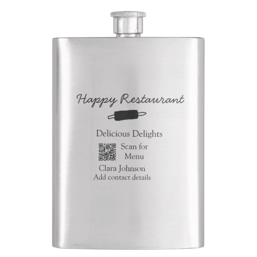 レストラン名スキャンQRメニュー追加連絡詳細n フラスク (正面)