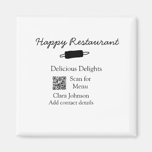 レストラン名スキャンQRメニュー追加連絡詳細n マグネット (正面)