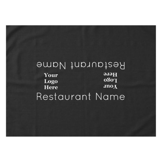 レストラン名黒白ここにロゴ テーブルクロス (正面(横))