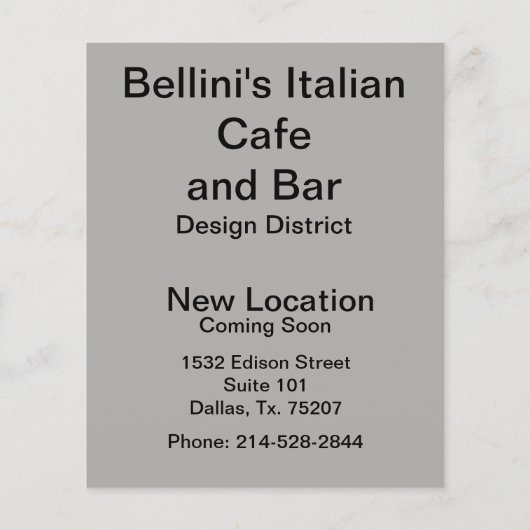 レストラン営業、新しい場所 チラシ (裏面)