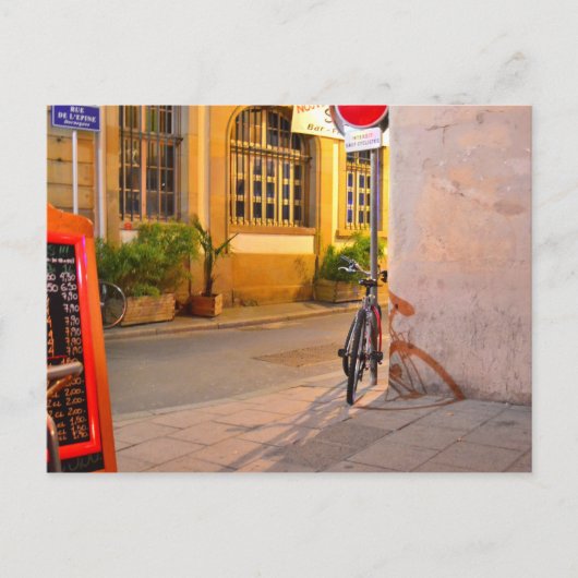 レストラン外のメニュー、自転車、シャドー・フランス ポストカード (正面)