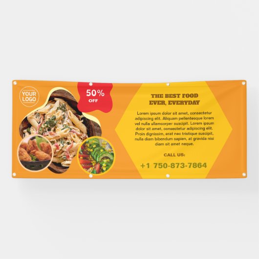 レストラン特別メニューのカスタムバナー 横断幕 (横)