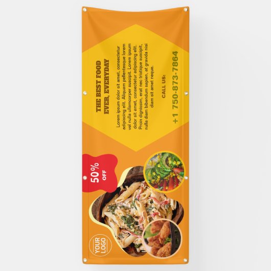 レストラン特別メニューのカスタムバナー 横断幕 (縦)