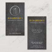 レストラン用のスプーンナイフの黒板ロゴ3 名刺 (正面/裏面)