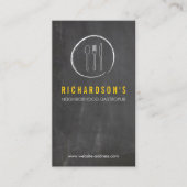 レストラン用のスプーンナイフの黒板ロゴ3 名刺 (正面)