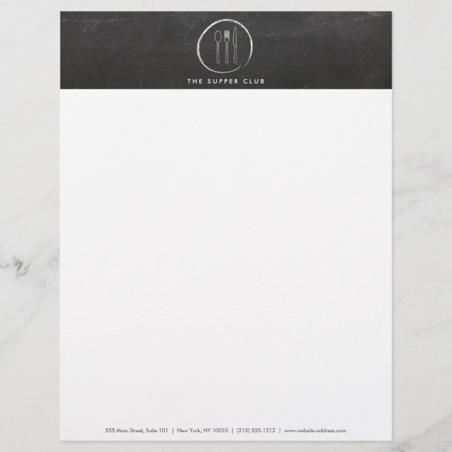 レストラン用のスプーンナイフの黒板ロゴ レターヘッド (正面)
