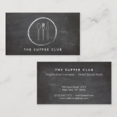 レストラン用のスプーンナイフの黒板ロゴ 名刺