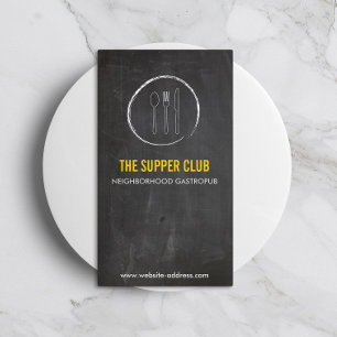 レストラン用のスプーンナイフチョークボードロゴ2 名刺
