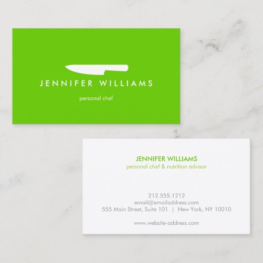 レストラン用シェフナイフのグリーンケータリング 名刺 (正面/裏面)