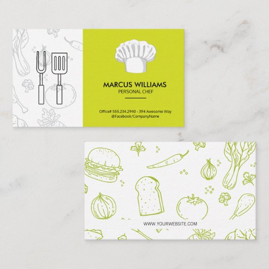 レストラン用品 |エグゼクティブシェフ |所有者 名刺 (正面/裏面)