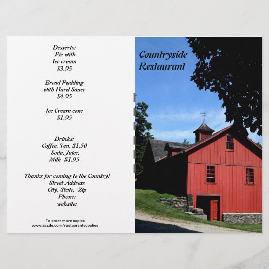 レストラン用品、カントリー・サイド・メニュカスタマイズー! (正面)