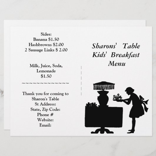 レストラン用品、キッズブレックファーメニューカスタマイズ (正面/裏面)