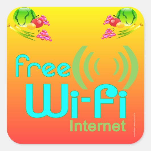 「レストラン用品」無料Wi-Fiシール スクエアシール (正面)
