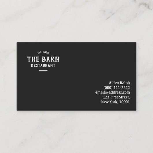 レストラン素朴ケータリングシェフカフェ名刺 名刺 (裏面)