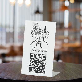 レストラン、カフェ、イベント、パーティーのメニューQRコードをスキャン 台座サイン