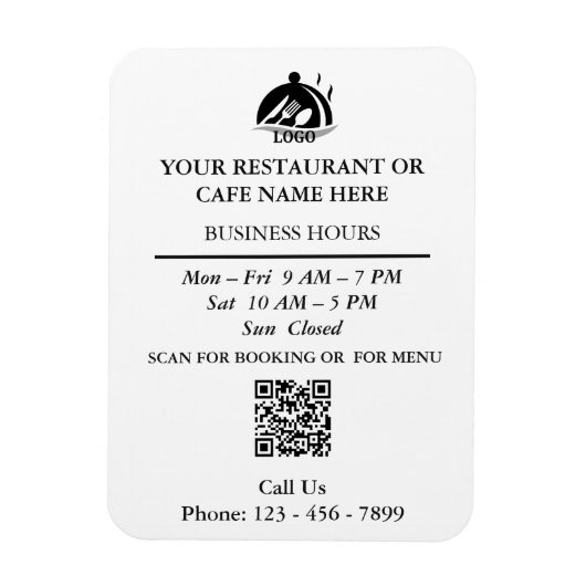 レストラン カフェ QR 連絡先 営業時間 マグネット (縦)