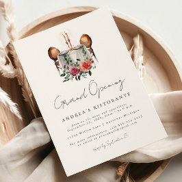 レストラン グランドオープンの水彩画の二人席 招待状