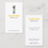 レストラン、シェフ、ケータリング用のフォーク&ナイフロゴ 名刺 (正面/裏面)