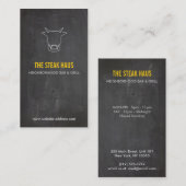 レストラン、シェフ、パブ用の手書き牛のロゴ 名刺 (正面/裏面)