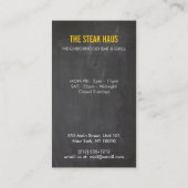 レストラン、シェフ、パブ用の手書き牛のロゴ 名刺 (裏面)