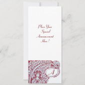 レストラン メニュー モノグラム ,ディナー, ブランシュ 招待状 (裏面)